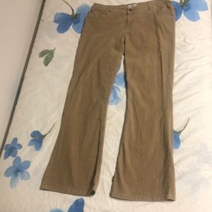 SO 13 tan khaki corduroy boot cut pants stretch